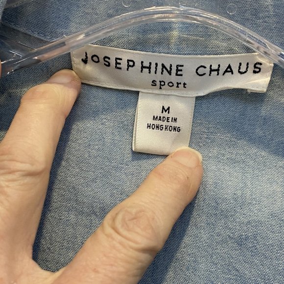 VINTAGE JOSEPHINE CHAUS -- Chambray Shirt, Front-Tie, Long Sleeve, Button Down - Picture 15 of 16